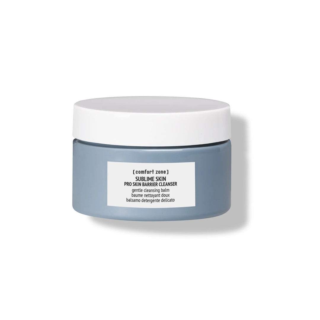 Pot bleu-gris Sublime Skin Pro Skin Barrier Cleanser Comfort Zone – baume nettoyant doux, renforceur de barrière cutanée.