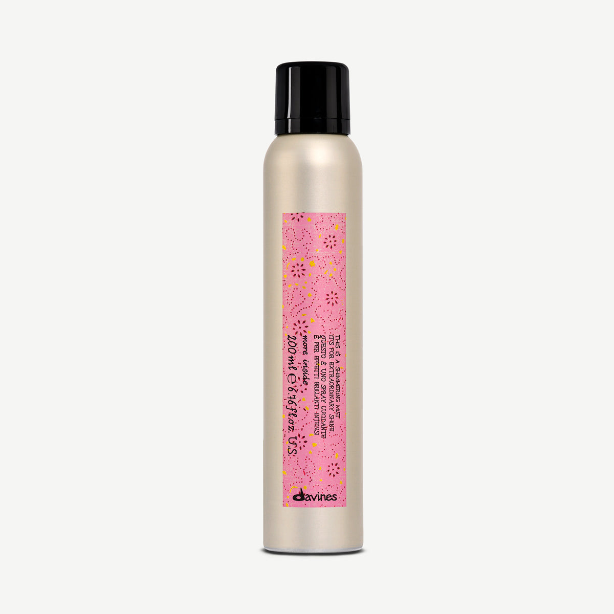 Spray texturisant Davines More Inside - finition souple, fixation naturelle, apporte volume et brillance aux cheveux, format 200ml.