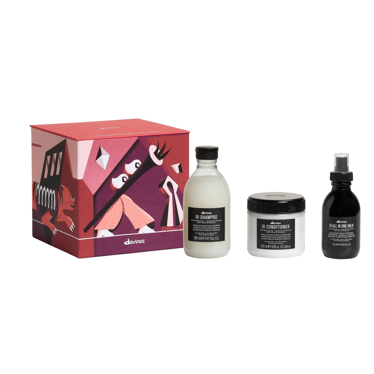 Coffret Davines OI Milk Noël 2026 avec OI Shampoo 280 ml, OI Conditioner 250 ml, OI All In One Milk 135 ml