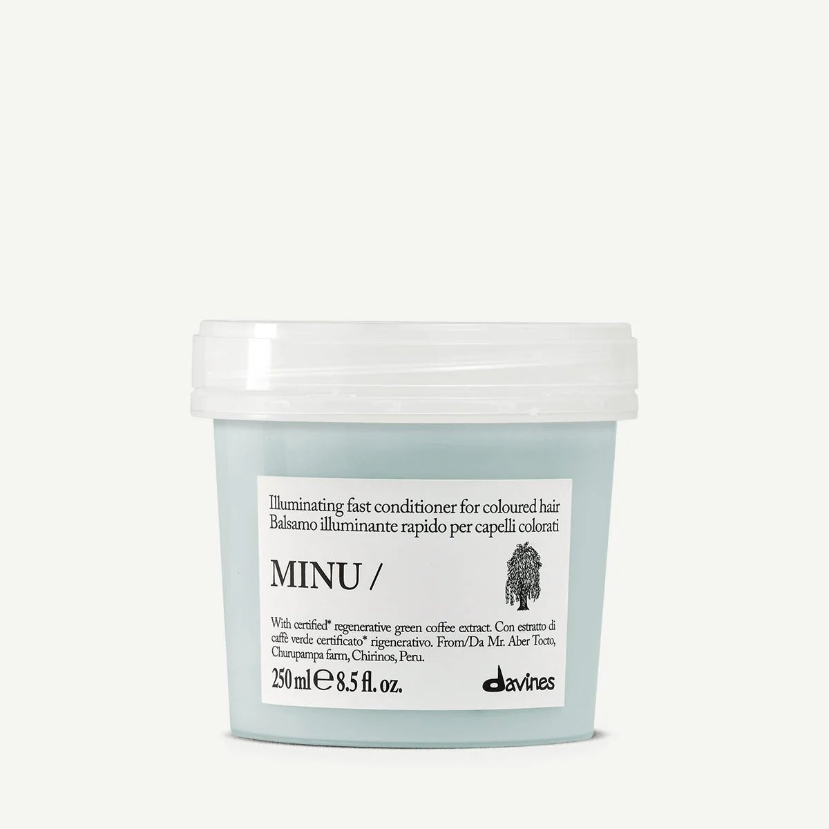 Davines MINU Conditioner 250 ml, soin conditionneur illuminateur pour cheveux colorés, conçu pour apporter douceur, brillance et protection cosmétique de la couleur après le shampooing