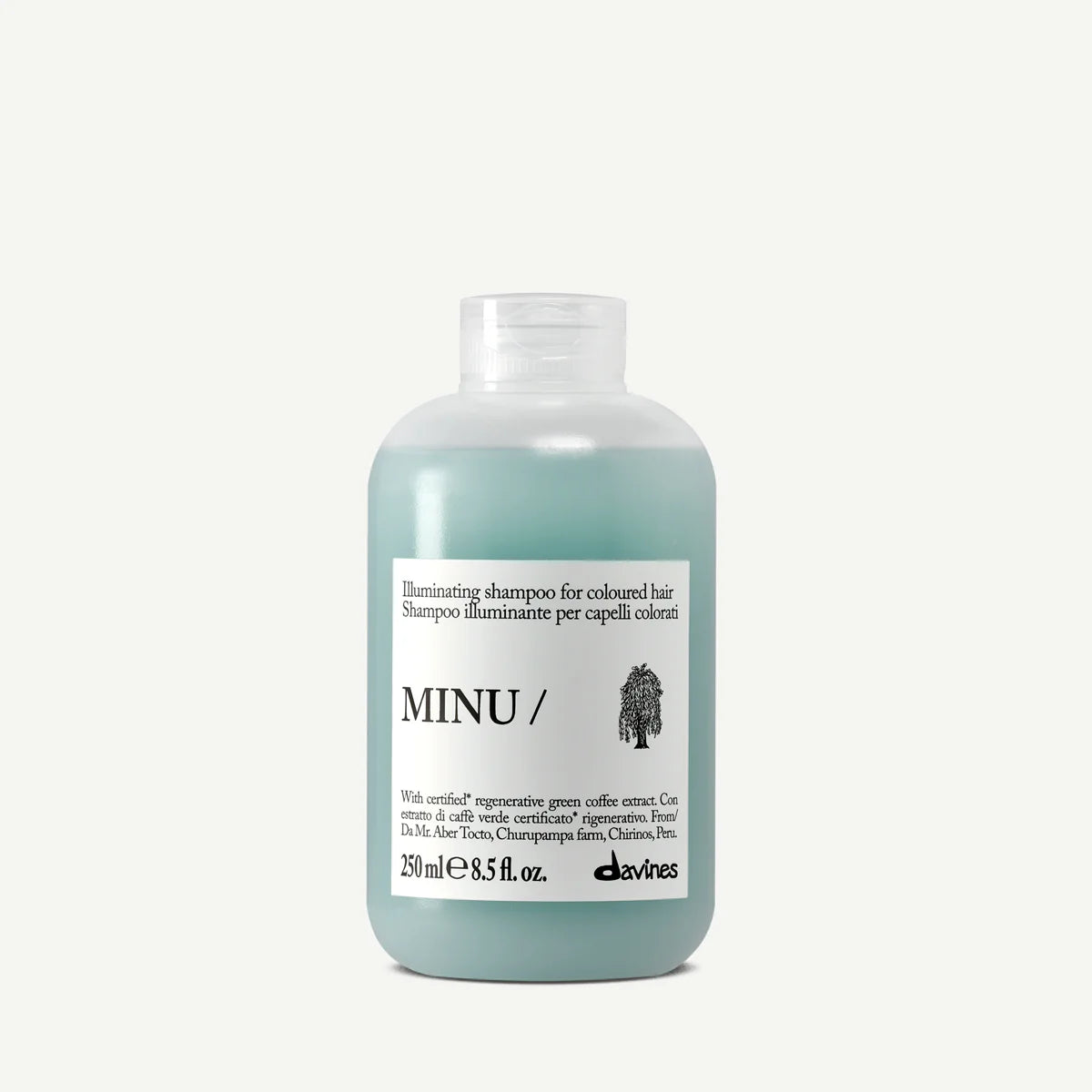 Davines MINU Shampoo 250 ml, shampooing illuminateur pour cheveux colorés, conçu pour nettoyer en douceur, préserver l’éclat de la couleur et laisser les cheveux brillants et légers