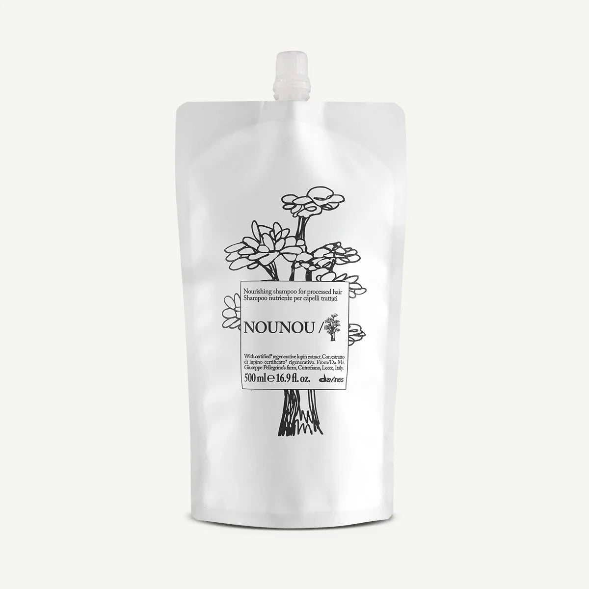 Davines NOUNOU Shampoo Refill 500 ml, éco-recharge de shampooing nourrissant pour cheveux secs, abîmés ou traités, conçue pour nettoyer en douceur, apporter nutrition et douceur tout en réduisant l’usage de plastique