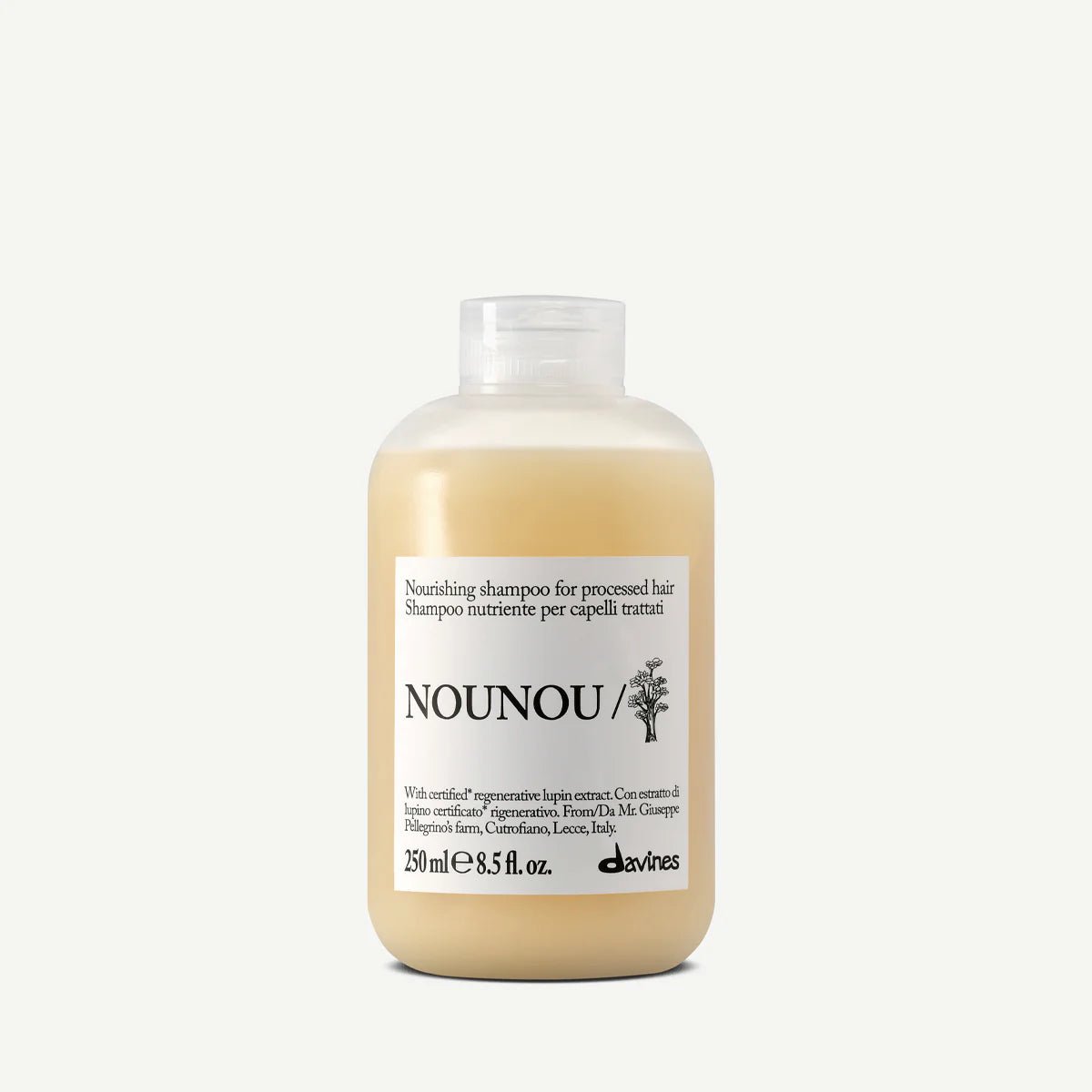 Davines NOUNOU Shampoo 250 ml, shampooing nourrissant pour cheveux secs, abîmés ou traités, conçu pour nettoyer en douceur, apporter nutrition et laisser les cheveux plus doux, souples et brillants