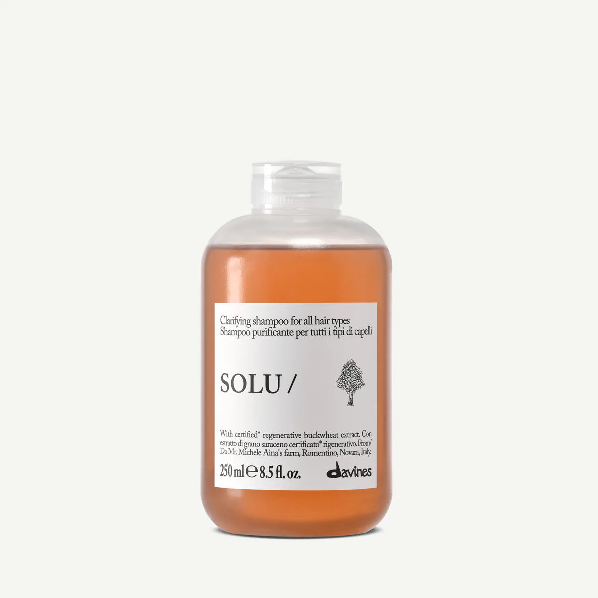 Davines SOLU Shampoo 250 ml, shampooing purifiant pour nettoyer les cheveux en profondeur et éliminer les résidus de produits coiffants