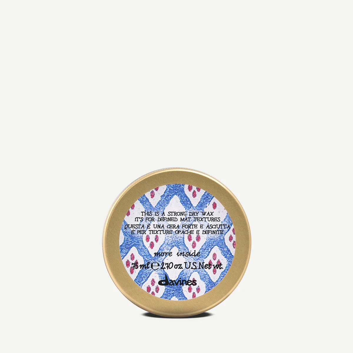 Boîte métal 75 ml Davines Strong Dry Wax – cire sèche mate tenue forte