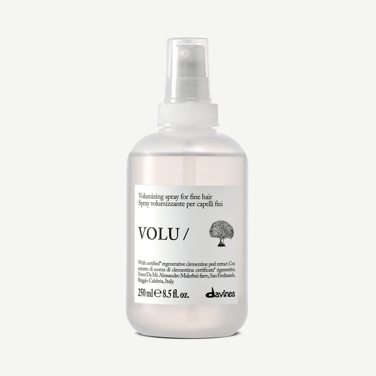Davines VOLU Hair Mist 250 ml, spray volume sans rinçage pour apporter légèreté, corps et mouvement aux cheveux fins ou plats
