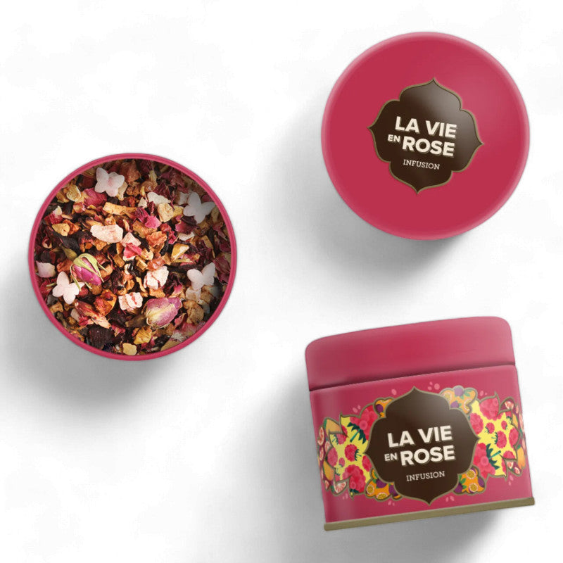 Infusion La Vie en Rose Maison Bourgeon – petite boîte métal 30 g