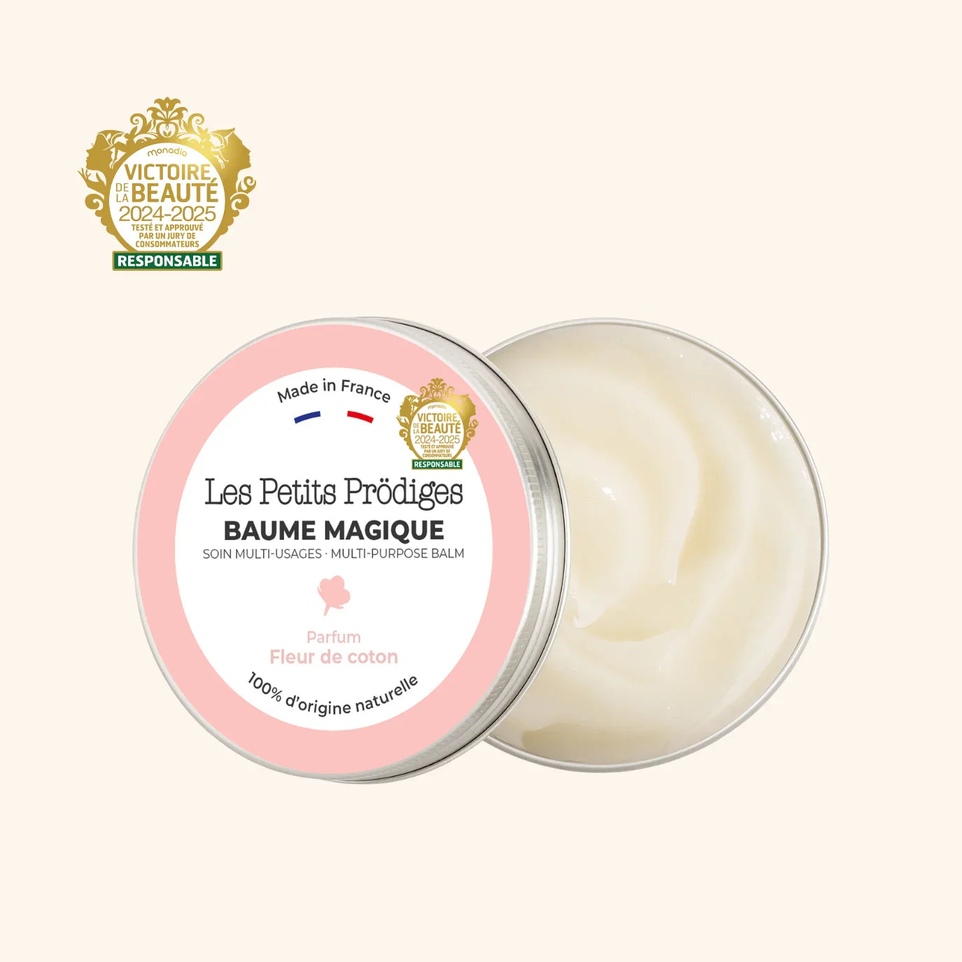 Les Petits Prödiges Baume Magique parfum Fleur de Coton, soin multi-usages 100 % d’origine naturelle pour nourrir, protéger et adoucir la peau
