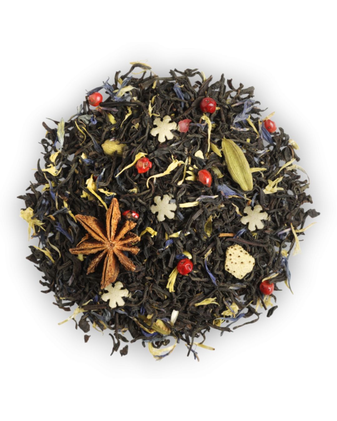 Thé du Père Noël - Maison Bourgeon : infusion festive aux épices et agrumes. Mélange de thé noir, écorces d’orange, cannelle, badiane et épices pour une boisson chaleureuse et gourmande.