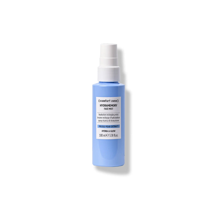 Brume hydratante visage Comfort Zone Hydramemory Face Mist. Spray hydratant à l'extrait de figue de barbarie, recharge instantanée d'hydratation pour une peau éclatante et rafraîchie. Format 100 ml, idéal pour une utilisation quotidienne.
