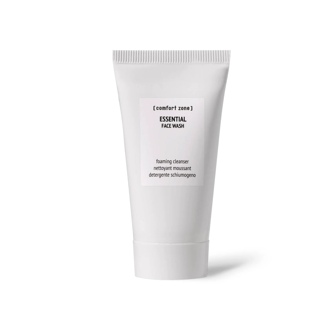 Tube blanc de Comfort Zone Essential Face Wash 50 ml – nettoyant moussant visage doux et hydratant.
