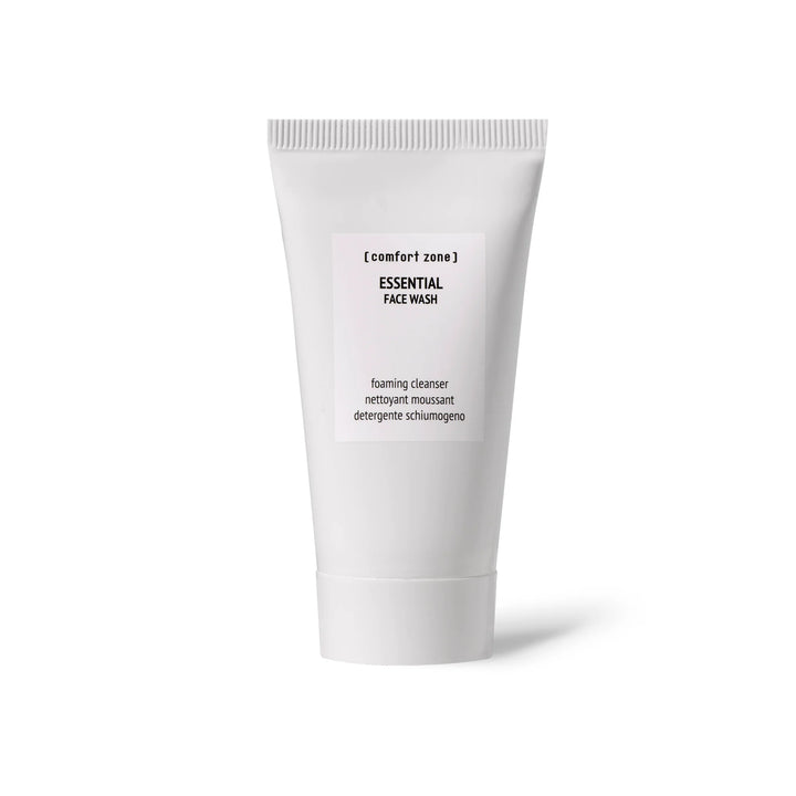 Tube blanc de Comfort Zone Essential Face Wash 50 ml – nettoyant moussant visage doux et hydratant.