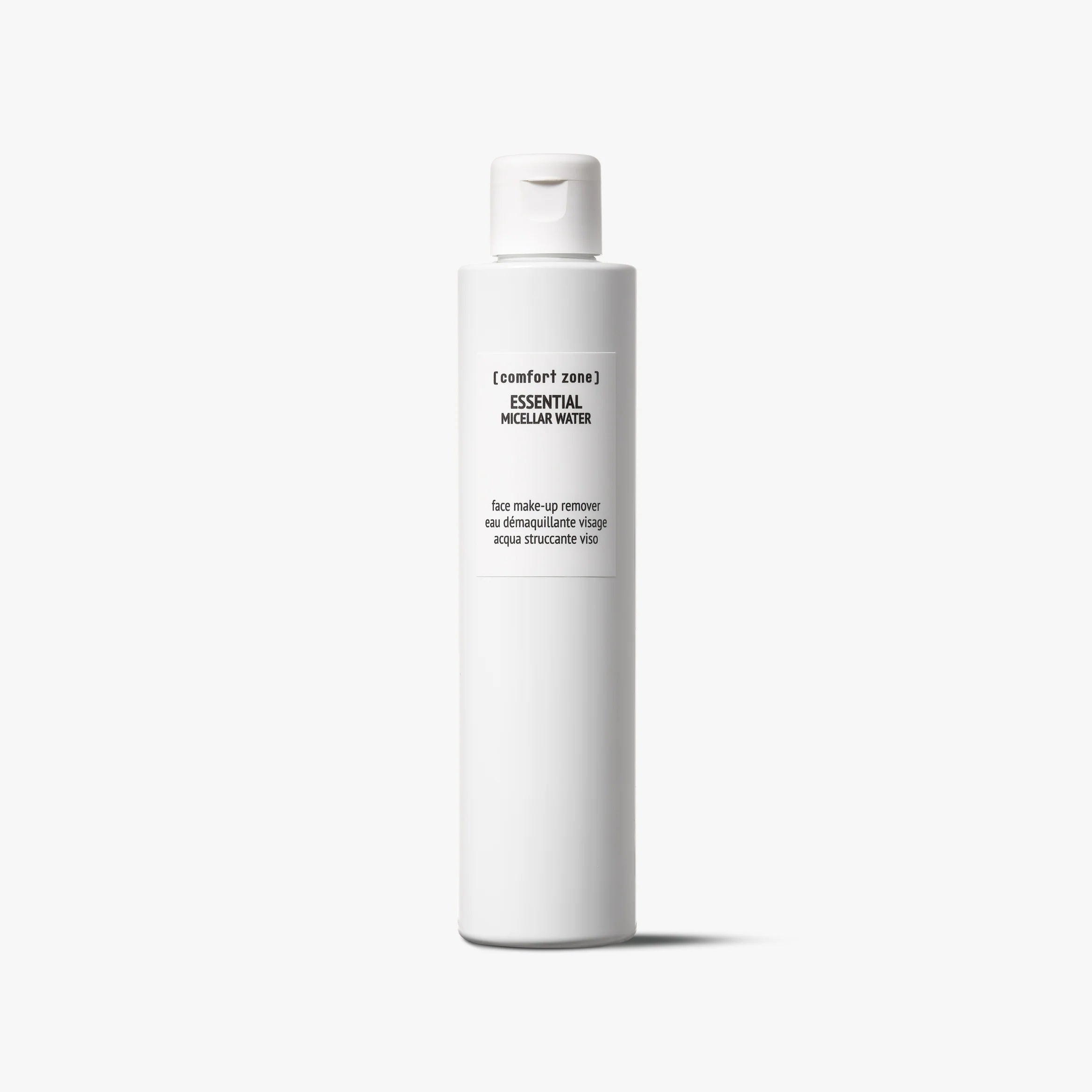 Comfort Zone Essential Micellar Water, eau micellaire démaquillante pour le visage, conçue pour retirer le maquillage et les impuretés en douceur tout en laissant la peau fraîche, nette et confortable