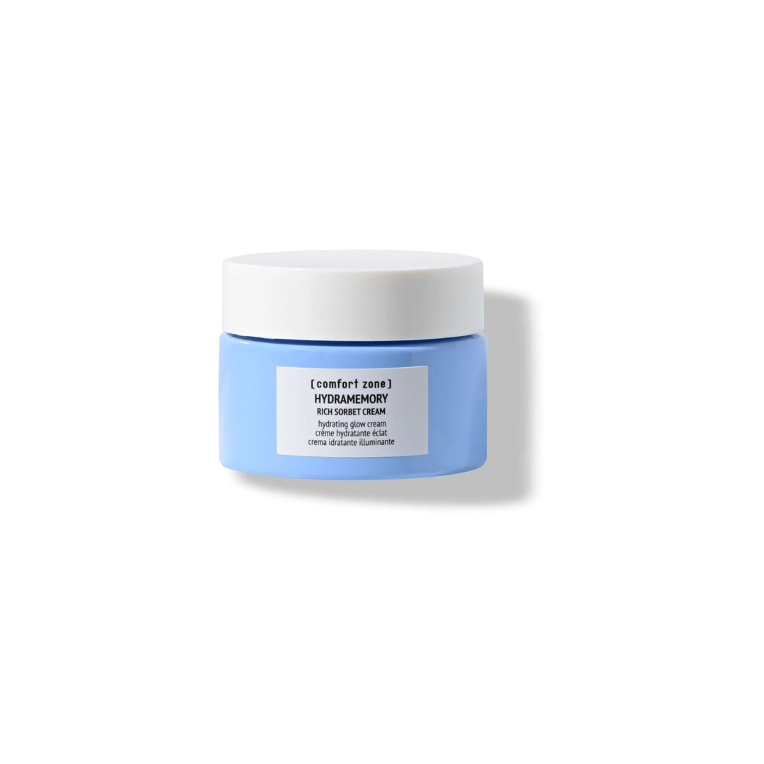 Pot 30 ml Hydramemory Rich Sorbet Cream Comfort Zone – crème sorbet riche hydratante et illuminatrice.