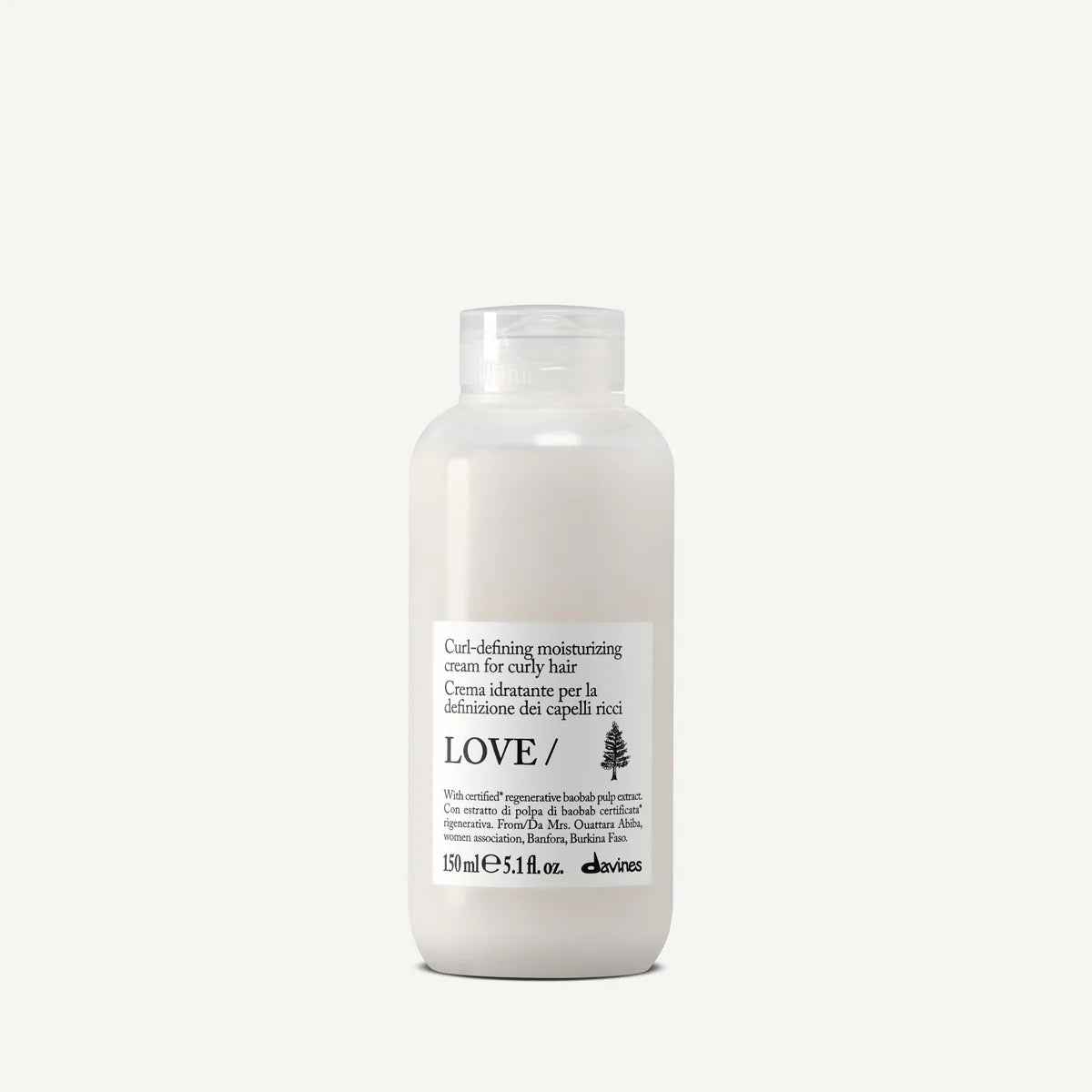 Davines LOVE CURL Cream 150 ml, crème hydratante sans rinçage pour définir, discipliner et sublimer les cheveux bouclés ou ondulés
