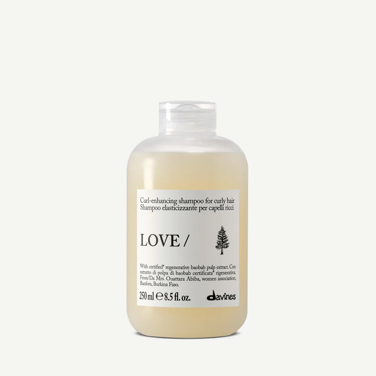 Davines LOVE CURL Shampoo 250 ml, shampooing pour nettoyer en douceur, définir et sublimer les cheveux bouclés ou ondulés