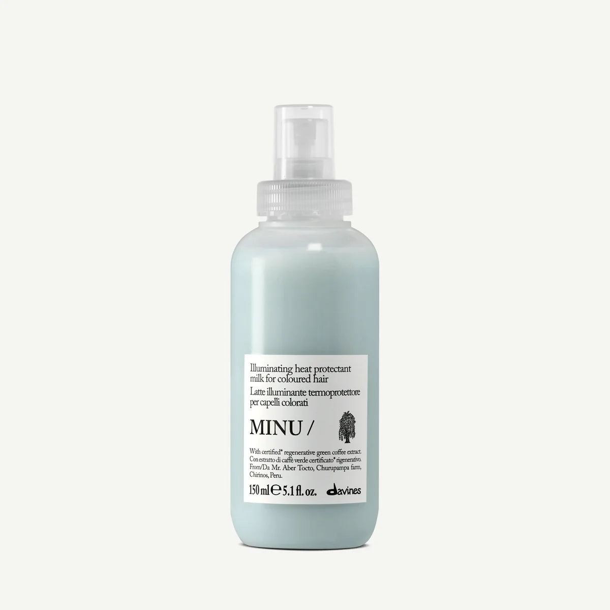 Davines MINU Hair Milk 150 ml, lait illuminateur thermoprotecteur sans rinçage pour hydrater, protéger et préserver l’éclat des cheveux colorés