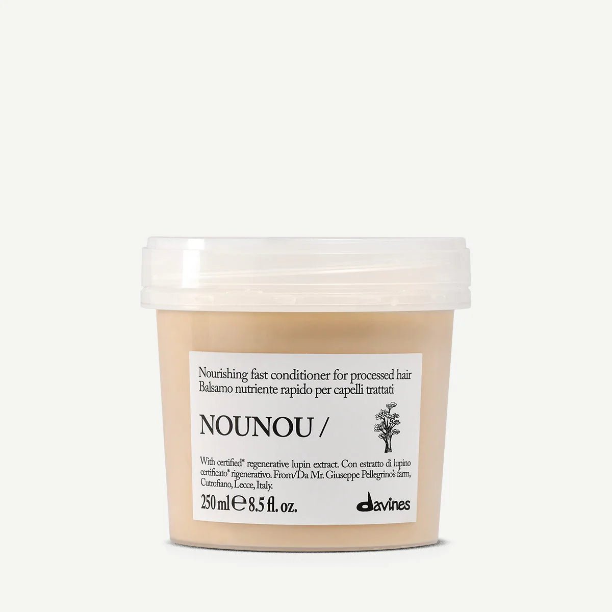 Davines NOUNOU Conditioner 250 ml, soin conditionneur nourrissant pour cheveux secs, abîmés ou traités, conçu pour démêler, adoucir et apporter nutrition et souplesse à la fibre capillaire sans l’alourdir