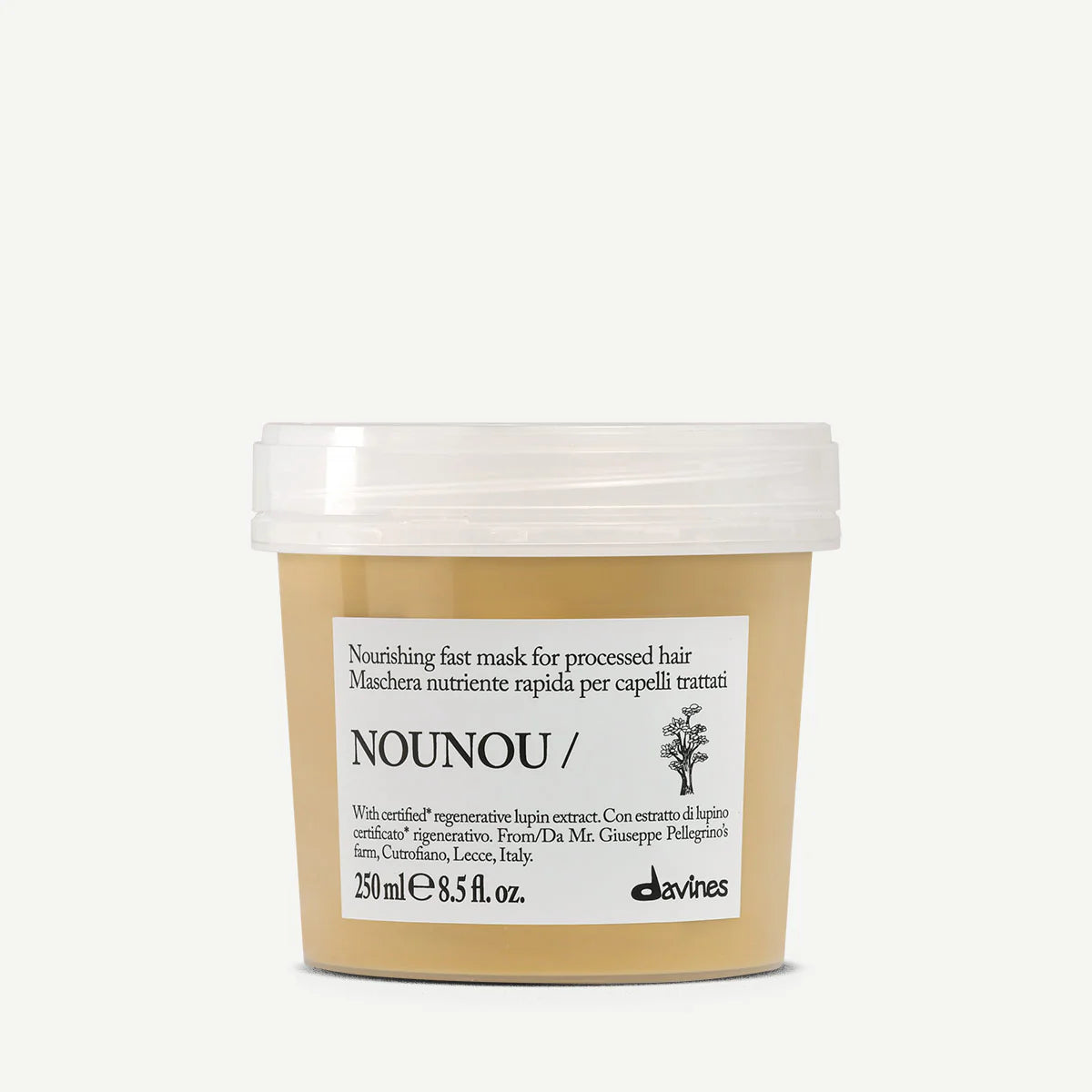 Davines NOUNOU Mask 250 ml, masque nourrissant pour cheveux secs, abîmés ou traités, conçu pour apporter nutrition intense, douceur et souplesse tout en aidant à améliorer l’aspect de la fibre capillaire