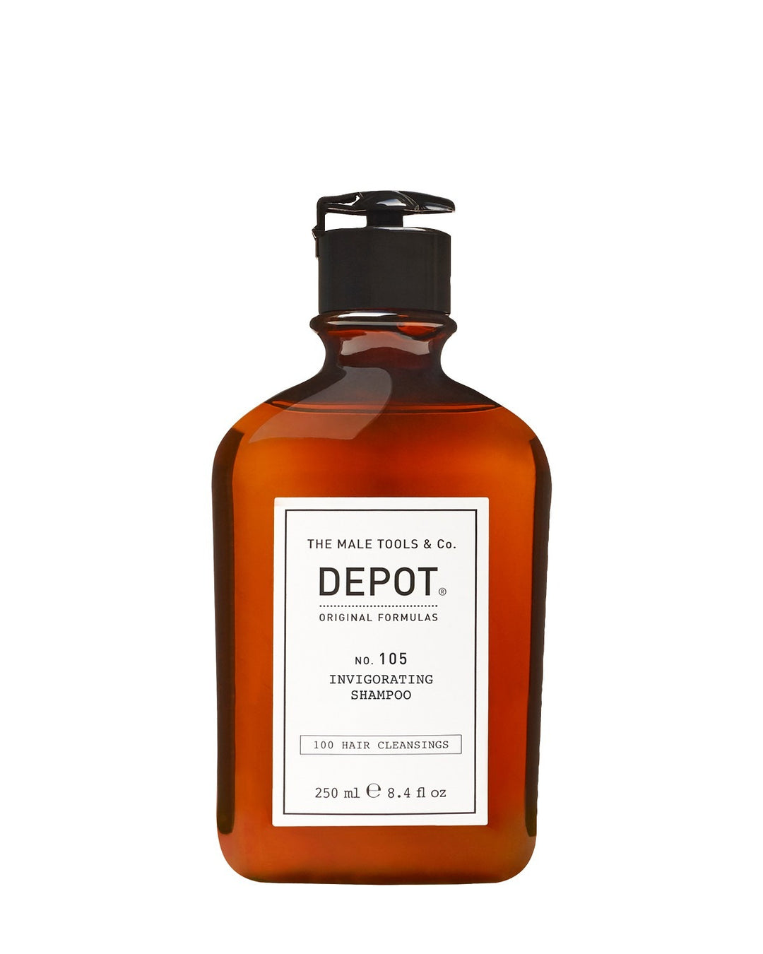 Flacon 250 ml Depot n°105 Invigorating Shampoo – shampooing énergisant homme pour cuir chevelu fatigué.