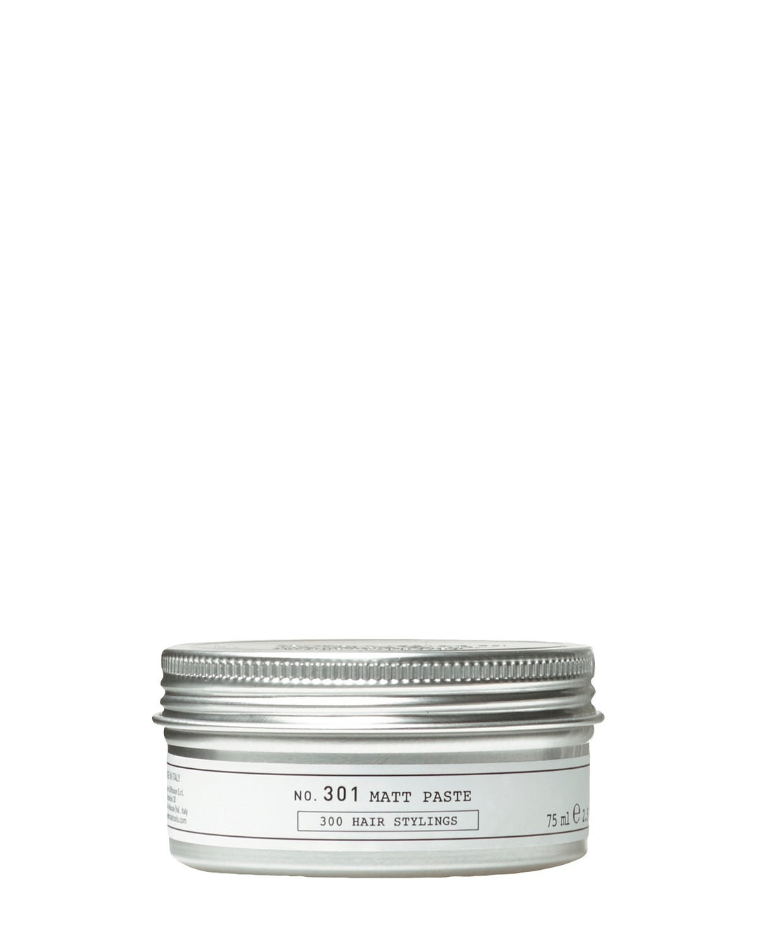 Boîte métal 75 ml Depot n°301 Matt Paste – pâte coiffante mate tenue moyenne, fini naturel