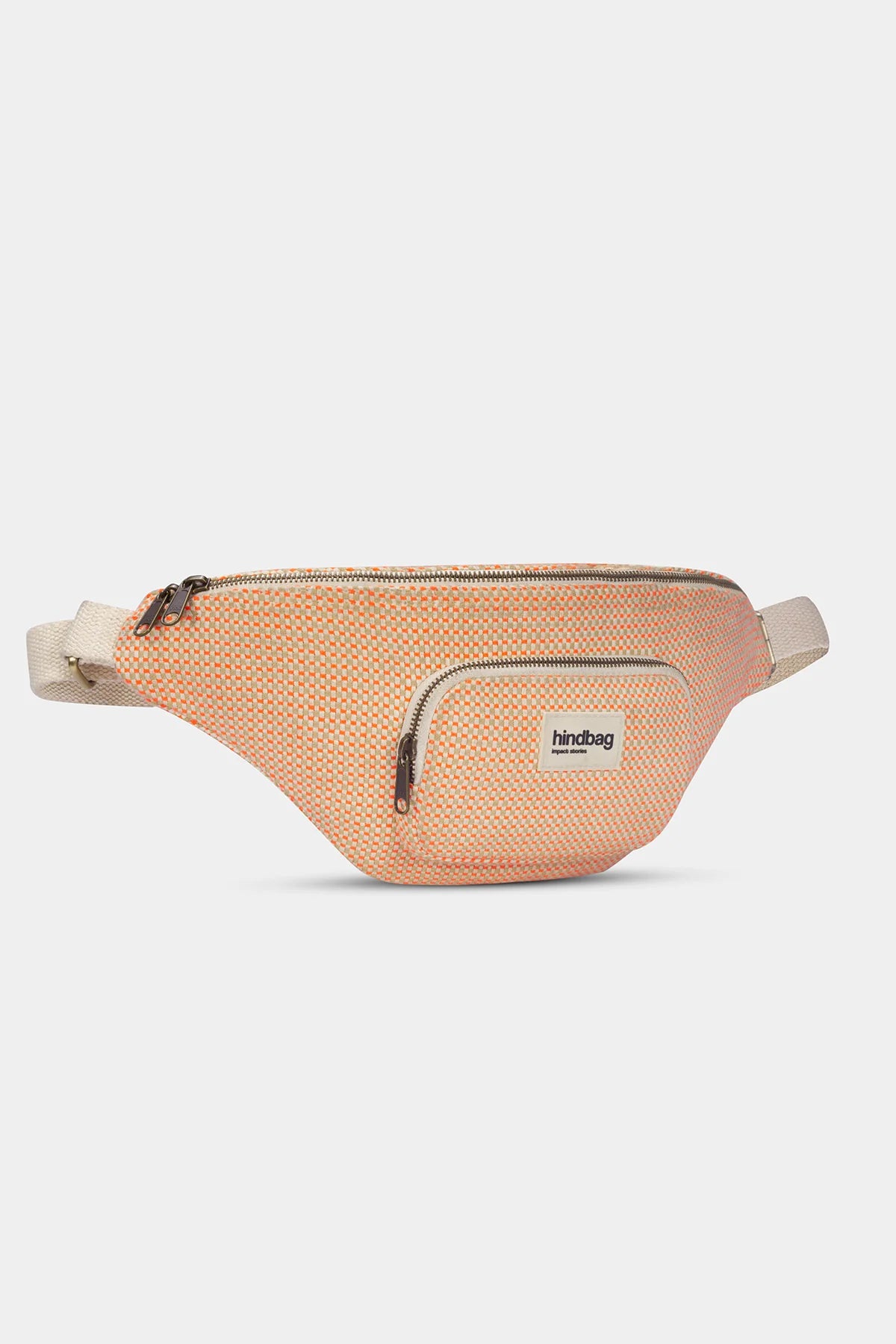 Vue de cote de la banane Sofia tressage corail Hindbag en coton recycle