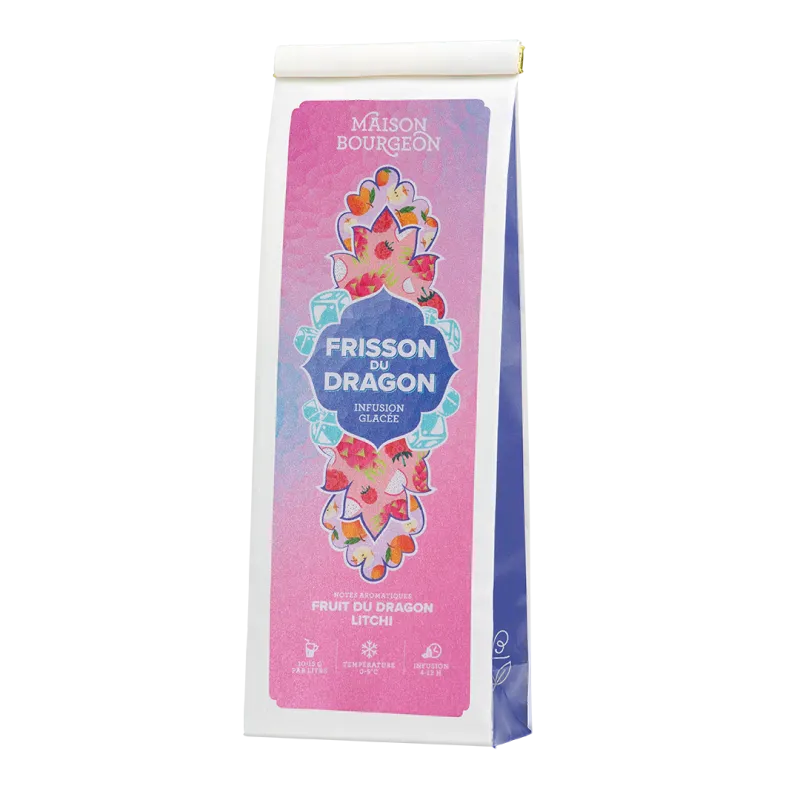 Sachet 100 g Maison Bourgeon Frisson du Dragon – infusion glacée fruit du dragon et litchi