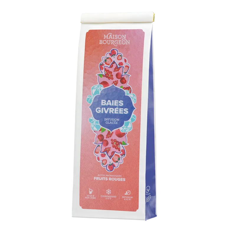 Sachet 100 g Maison Bourgeon Baies Givrées – infusion glacée fruits rouges (fraise, framboise, groseille, cerise)