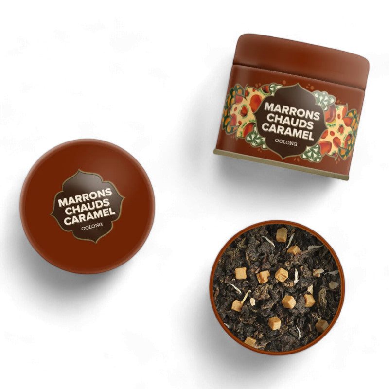 Thé oolong Marrons Chauds Caramel Maison Bourgeon – petite boîte métal 35 g