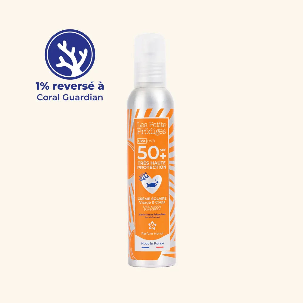 Packshot Crème Solaire SPF50 Les Petits Prödiges format 100 ml – haute protection UVA/UVB, fini invisible, made in France