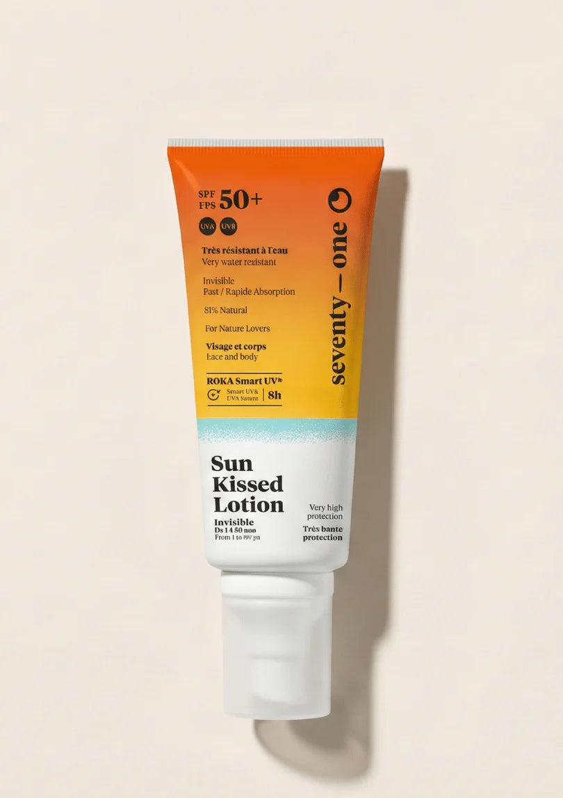 SeventyOne Percent Sun Kissed Lotion SPF50+, protection solaire invisible visage et corps, très résistante à l’eau et à absorption rapide