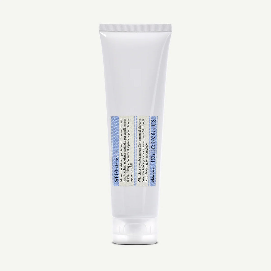 Pot 250 ml de SU Hair Mask Davines – masque capillaire après-soleil hydratant et réparateur à l’extrait d’orange amère